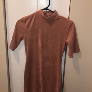 pink suede dress